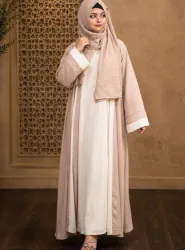 Royal Opal Embroidered Front-Open Abaya Set